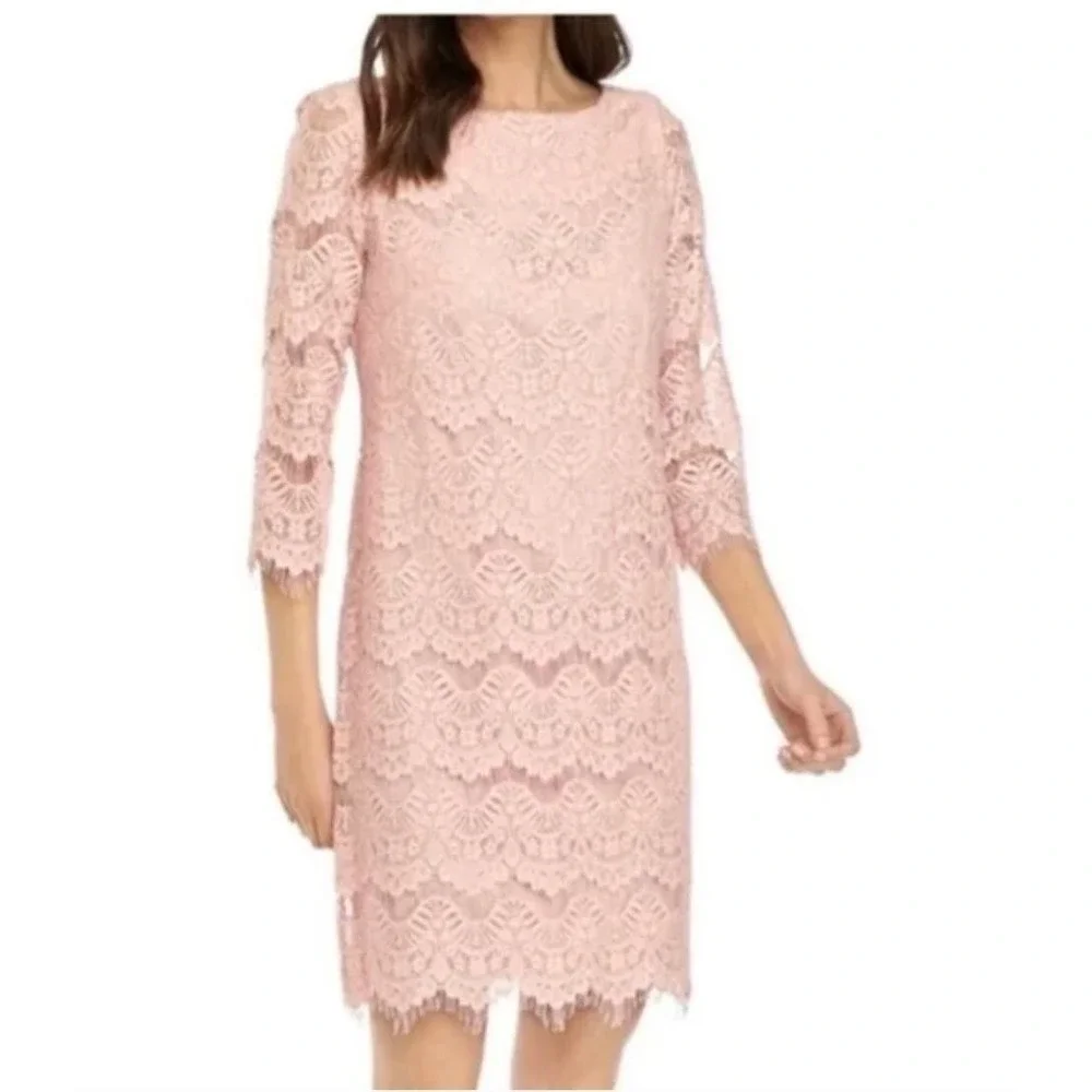 Ronni‎ Nicole Women's RN Studio 3/4 Sleeve Lace Dress Blush Pink Sz 18 NWT